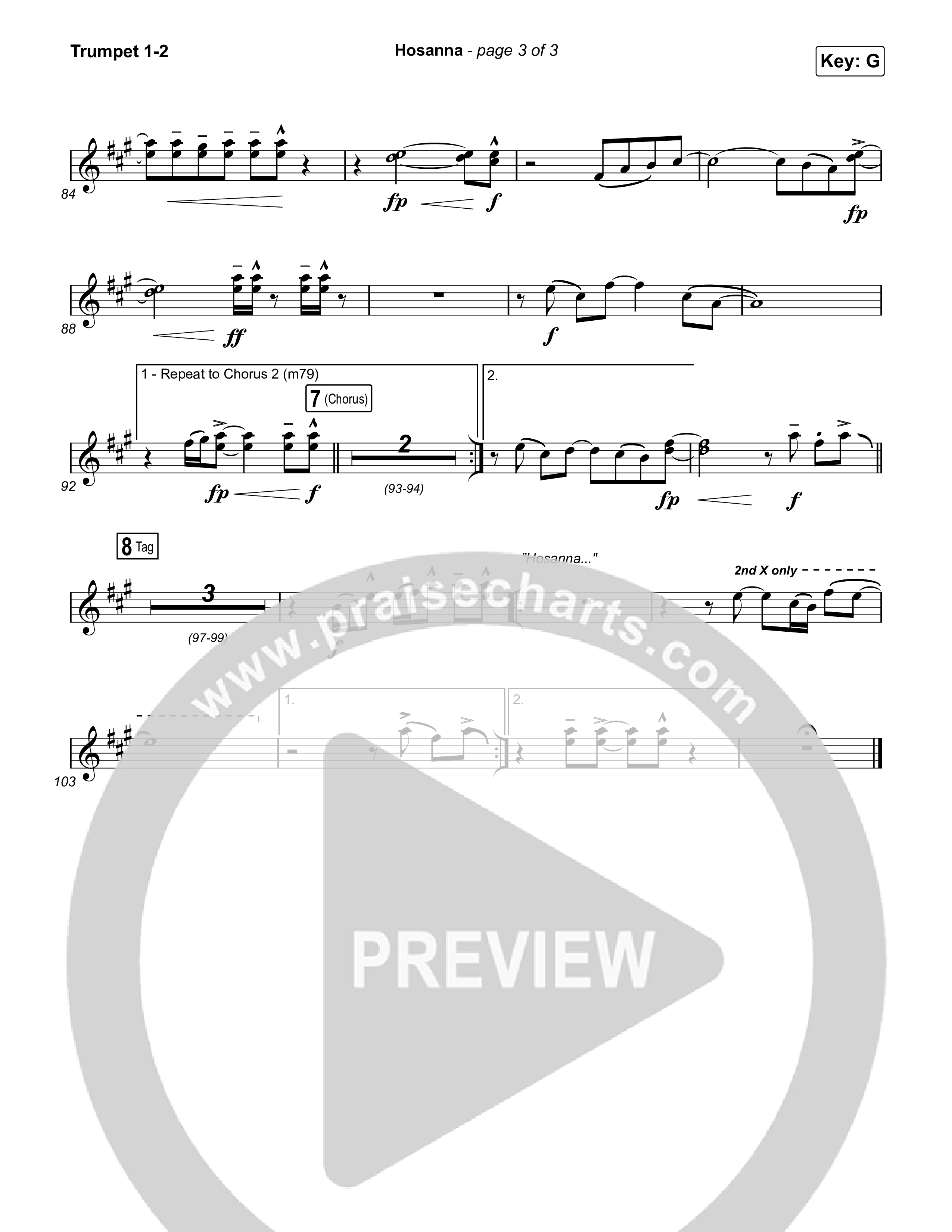 Hosanna (Praise Is Rising) Trumpet 1,2 (Paul Baloche)