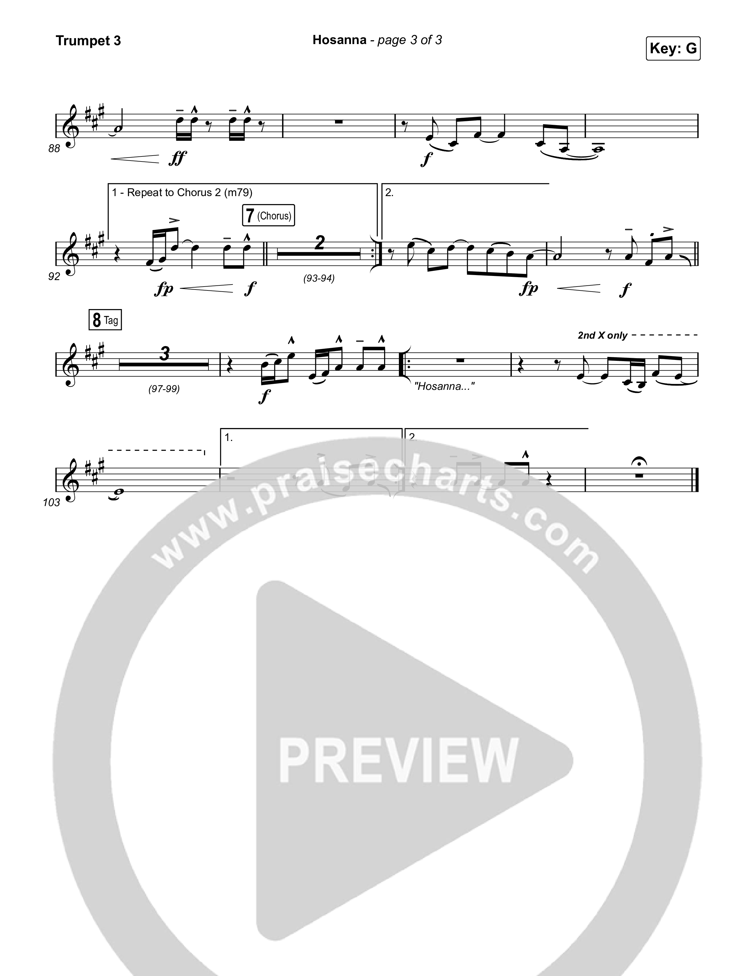 Hosanna (Praise Is Rising) Trumpet 3 (Paul Baloche)
