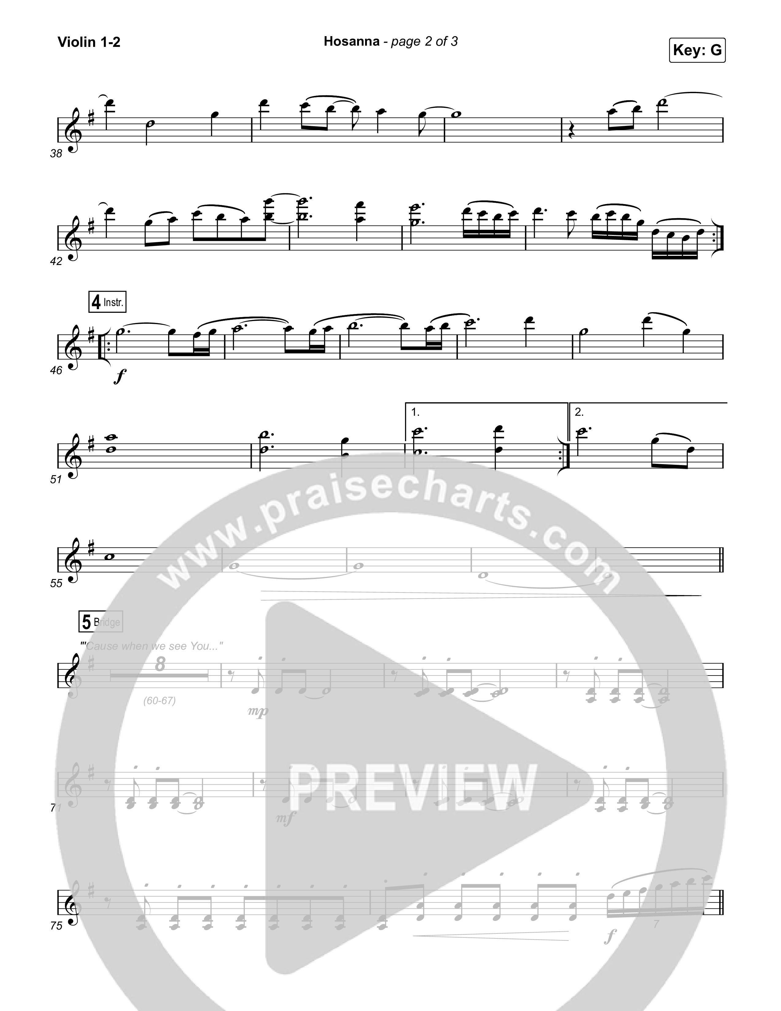 Hosanna (Praise Is Rising) Violin 1,2 (Paul Baloche)