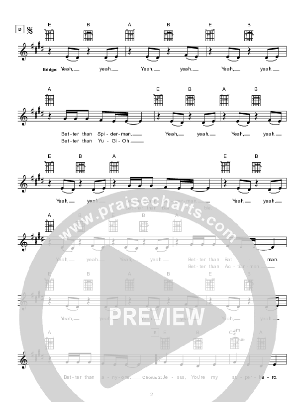 Superhero Lead Sheet (Hillsong Kids)