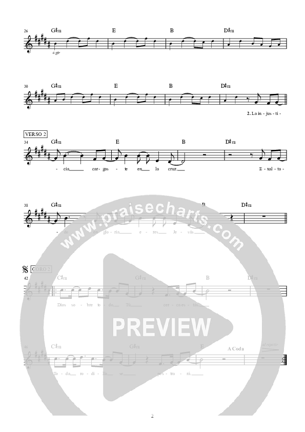 Dios Sobre Todo Lead Sheet (Hillsong Worship)