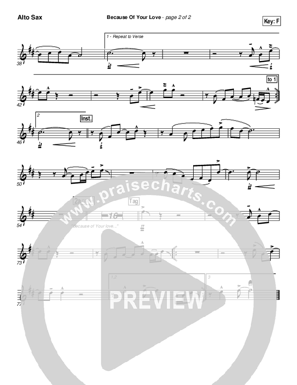 Because Of Your Love Alto Sax (Paul Baloche)