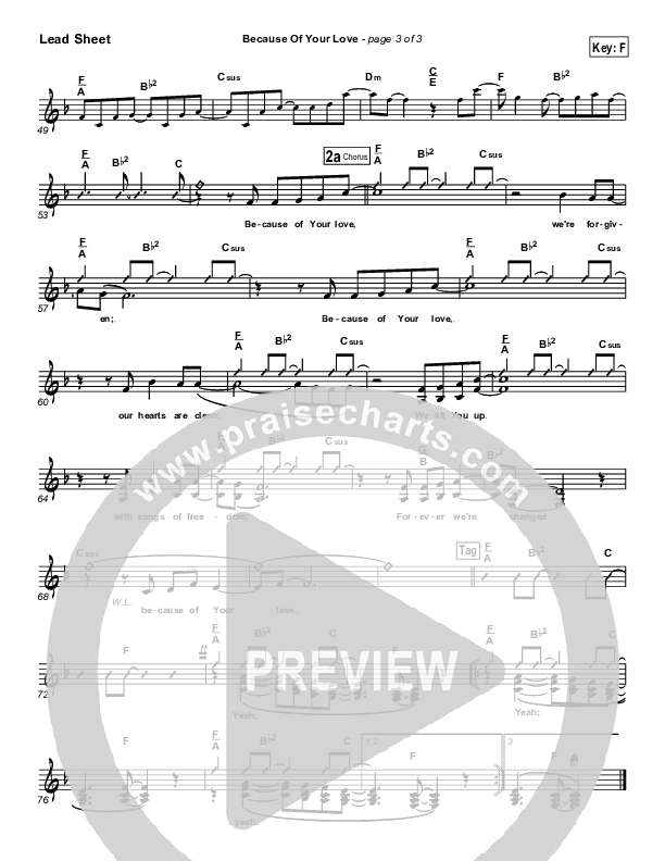 Because Of Your Love Lead Sheet (Paul Baloche)