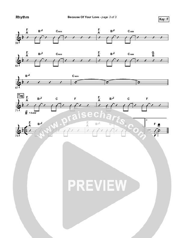 Because Of Your Love Rhythm Chart (Paul Baloche)