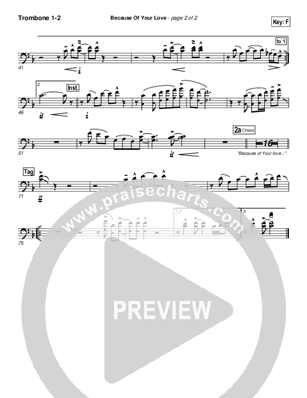 Because Of Your Love Trombone 1/2 (Paul Baloche)