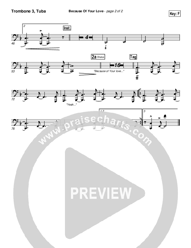 Because Of Your Love Trombone 3/Tuba (Paul Baloche)