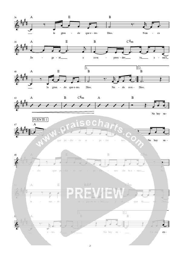 Lo Grande Que Eres Dios Lead Sheet (Hillsong Worship)