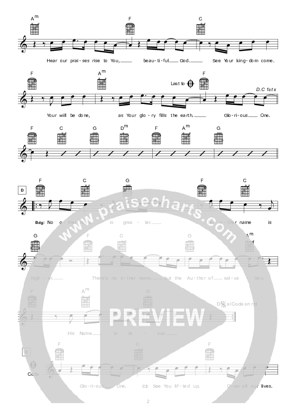Glorious One Lead Sheet (Hillsong Worship)