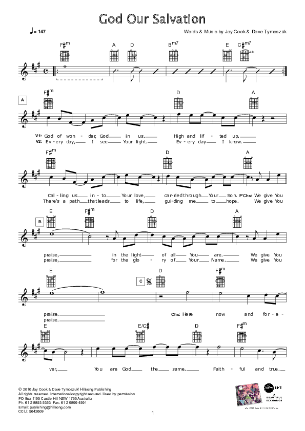 God Our Salvation Lead Sheet (Hillsong Worship)