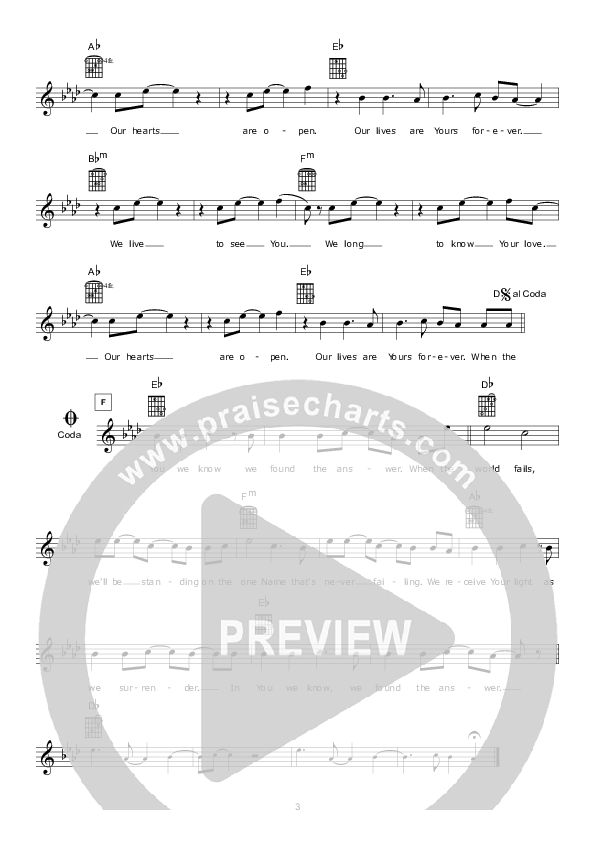 The Answer Lead Sheet (Hillsong Worship)