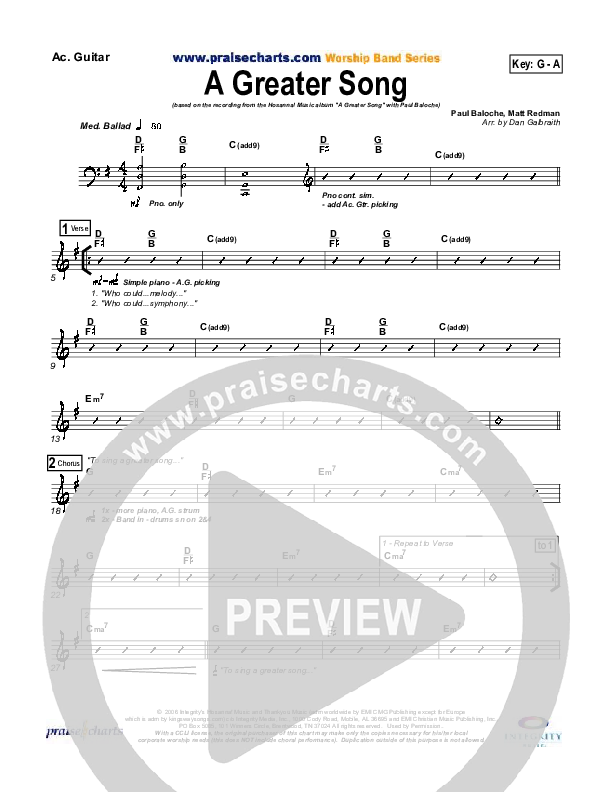 A Greater Song Rhythm Chart (Paul Baloche)