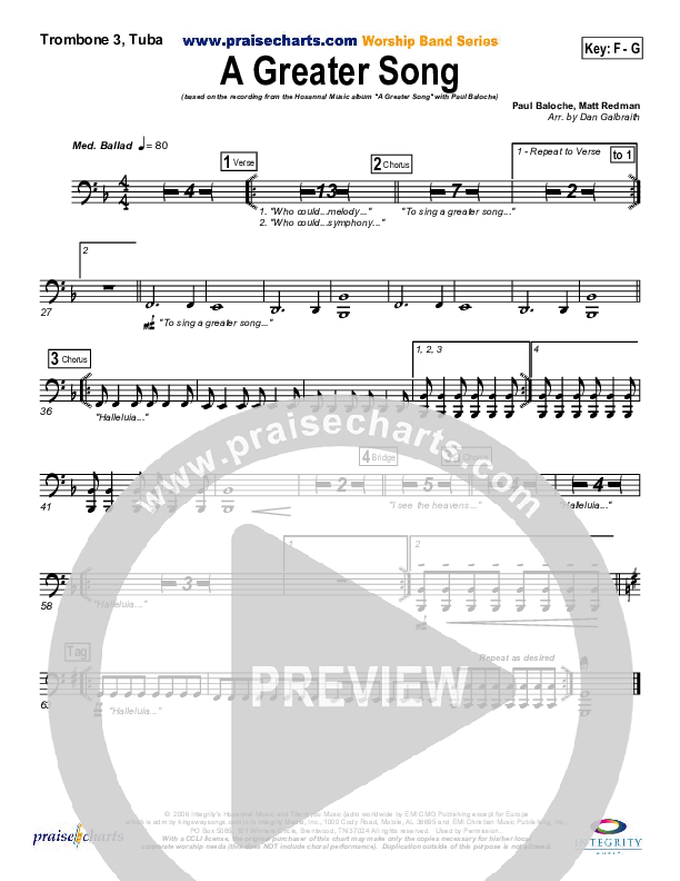 A Greater Song Trombone 3/Tuba (Paul Baloche)
