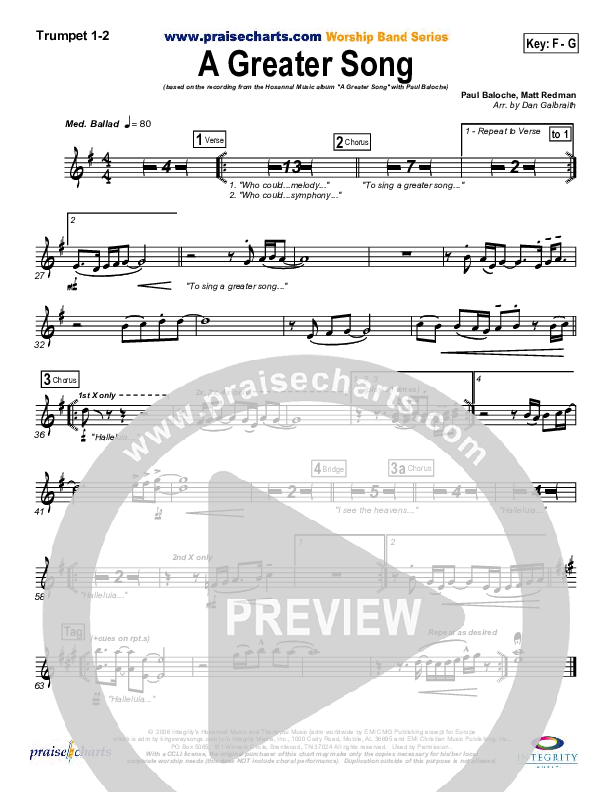 A Greater Song Trumpet 1,2 (Paul Baloche)