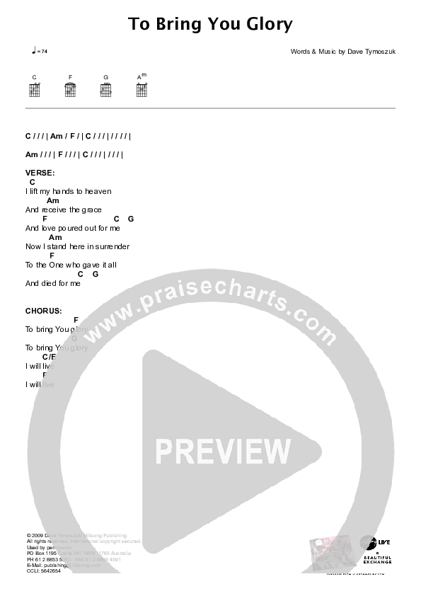 To Bring You Glory Chords & Lyrics (Hillsong Worship)