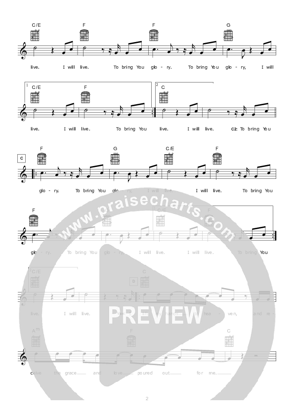 To Bring You Glory Lead Sheet (Hillsong Worship)