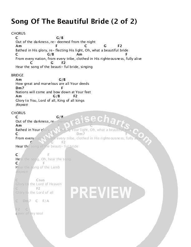 Song Of The Beautiful Bride Chords & Lyrics (Paul Wilbur)