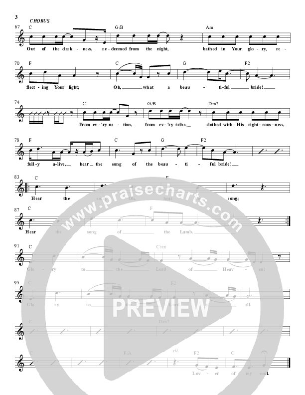 Song Of The Beautiful Bride Lead Sheet (Paul Wilbur)