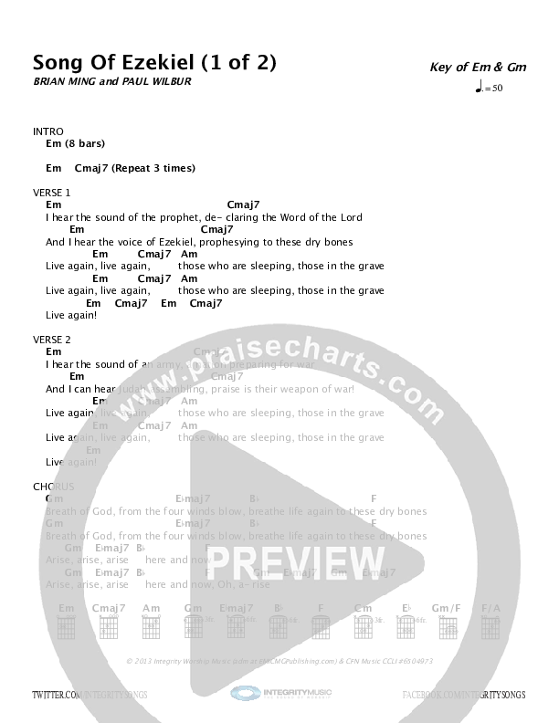 Song Of Ezekiel Chords & Lyrics (Paul Wilbur)