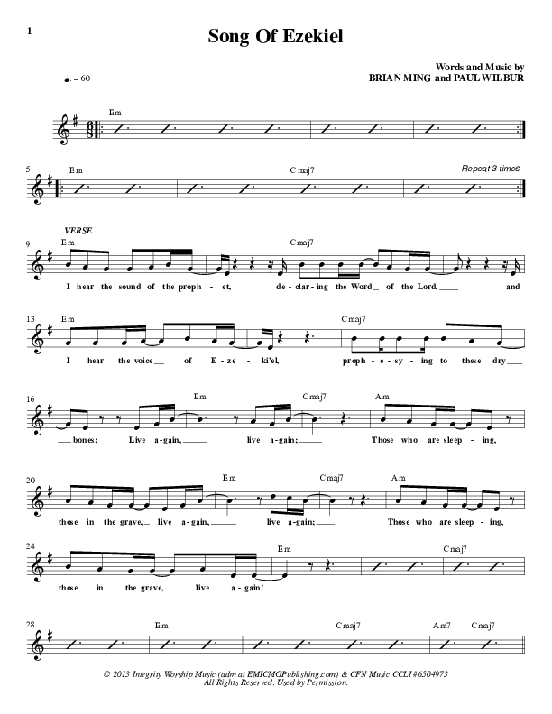 Song Of Ezekiel Lead Sheet (Paul Wilbur)