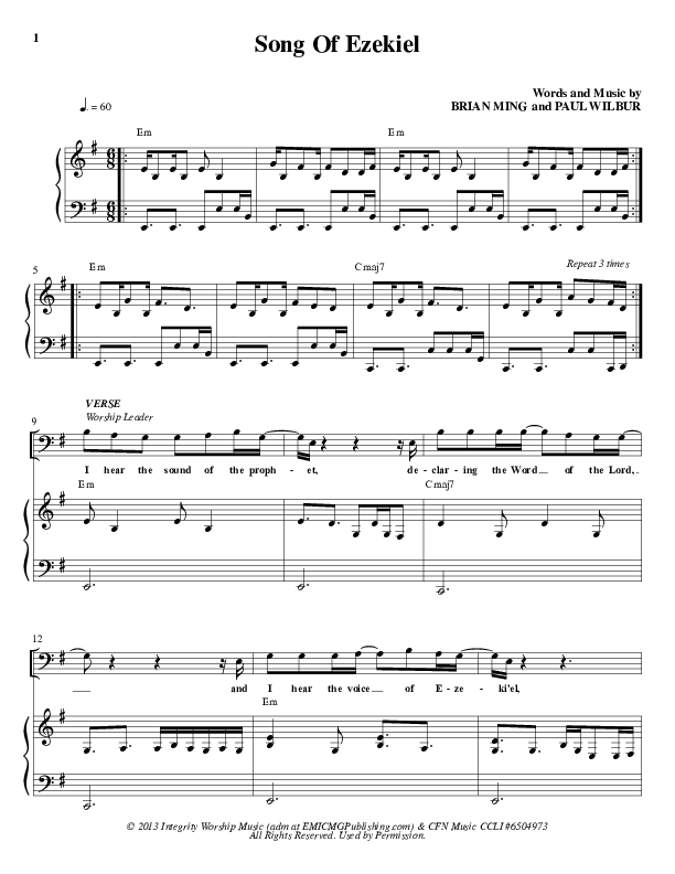Song Of Ezekiel Piano/Vocal & Lead (Paul Wilbur)