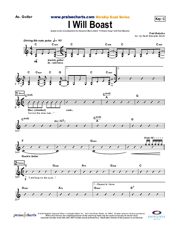 I Will Boast Acoustic Guitar (Paul Baloche)