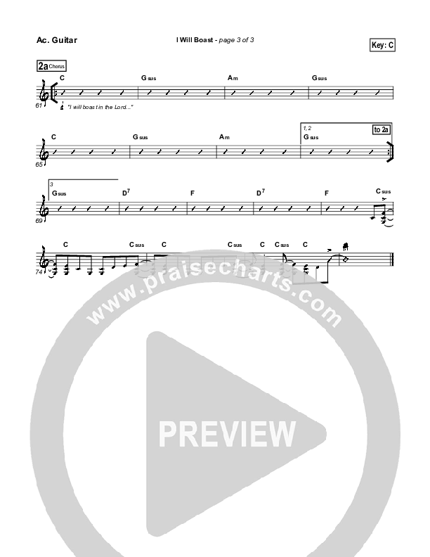 I Will Boast Acoustic Guitar (Paul Baloche)