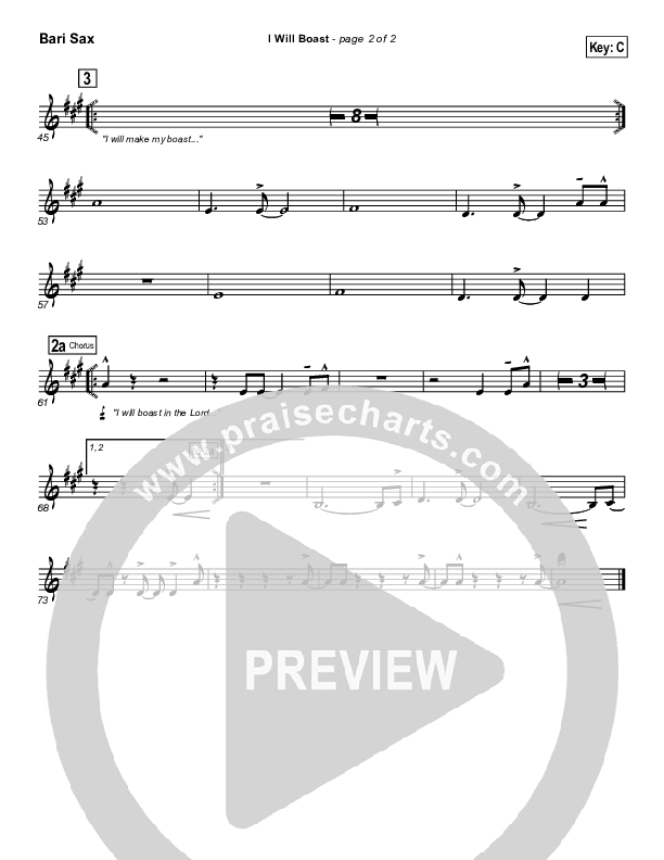 I Will Boast Bari Sax (Paul Baloche)