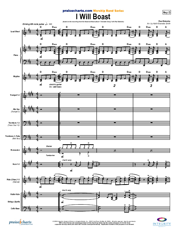 I Will Boast Conductor's Score (Paul Baloche)