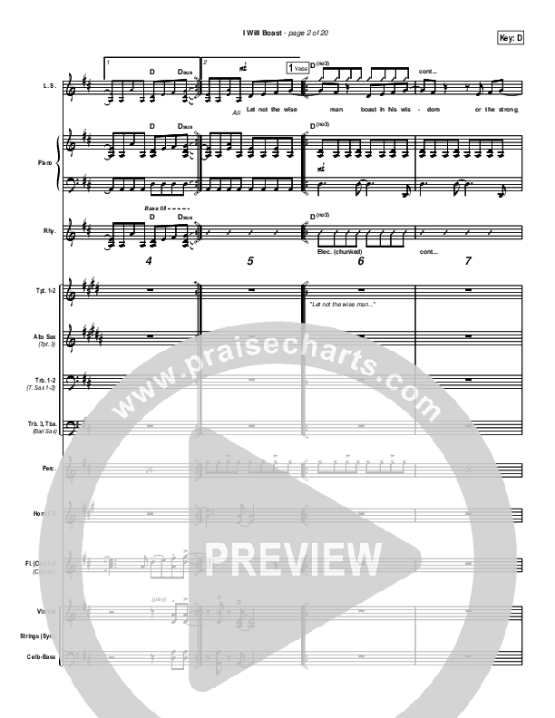 I Will Boast Conductor's Score (Paul Baloche)