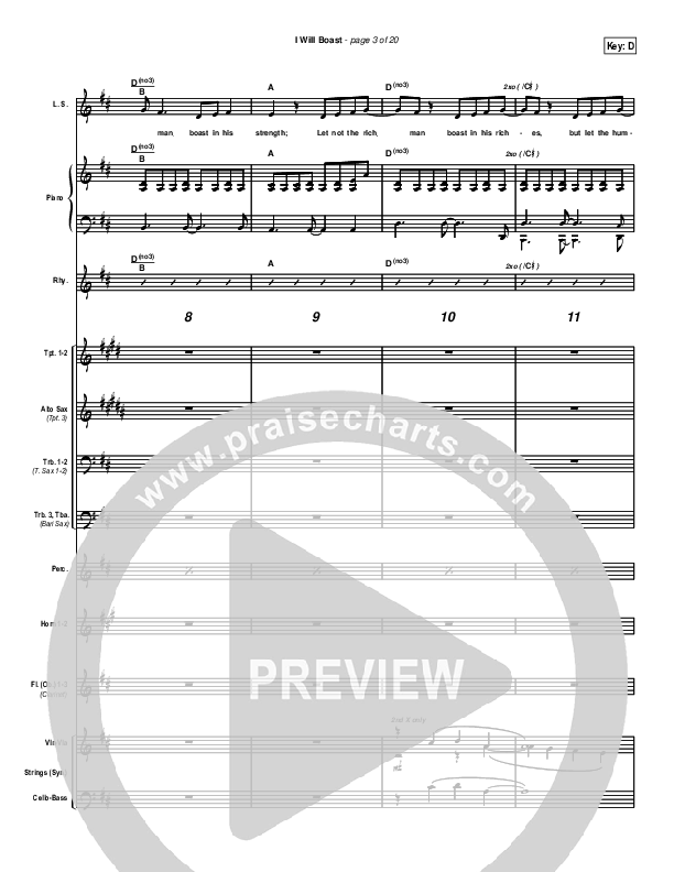 I Will Boast Conductor's Score (Paul Baloche)