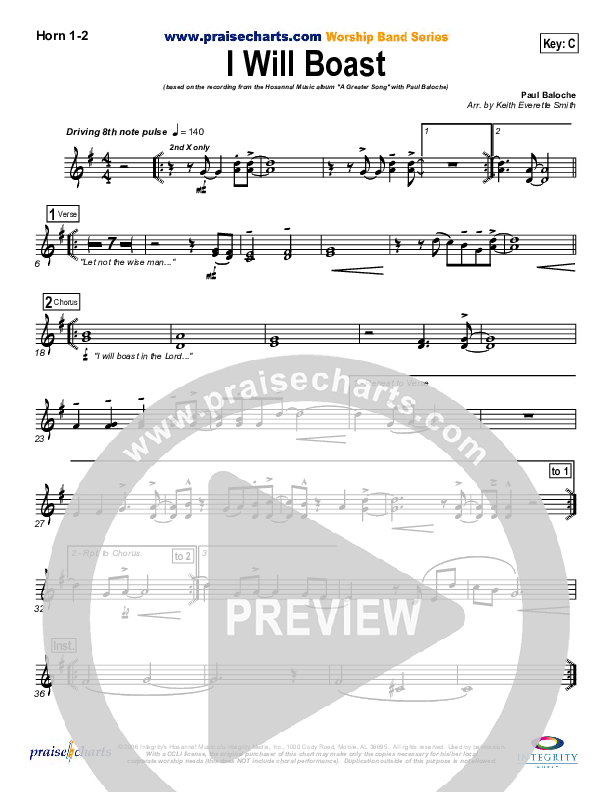 I Will Boast French Horn 1/2 (Paul Baloche)