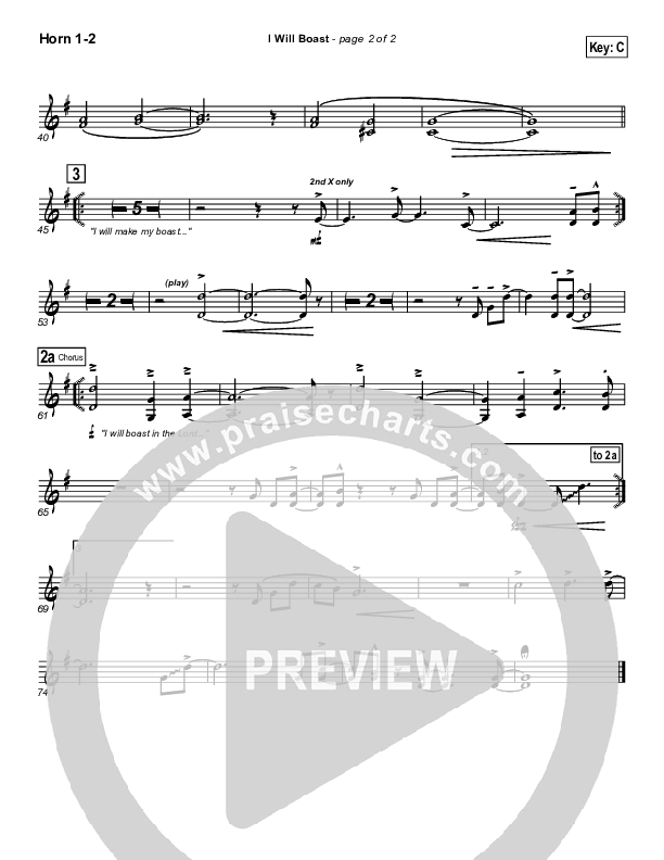 I Will Boast French Horn 1/2 (Paul Baloche)