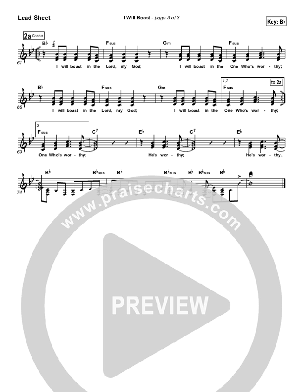 I Will Boast Lead Sheet (Paul Baloche)