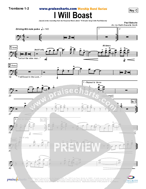 I Will Boast Trombone 1/2 (Paul Baloche)