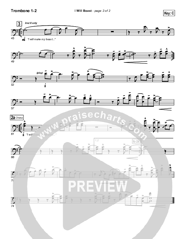 I Will Boast Trombone 1/2 (Paul Baloche)