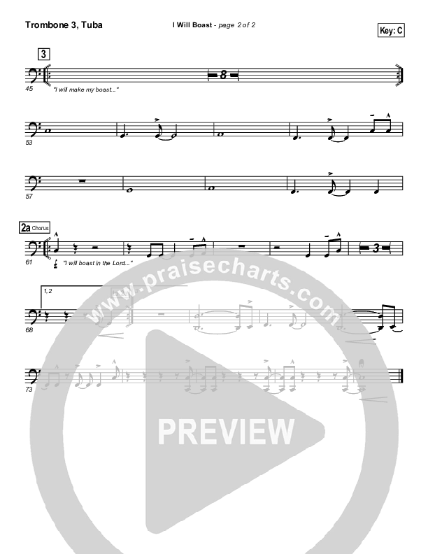 I Will Boast Trombone 3/Tuba (Paul Baloche)