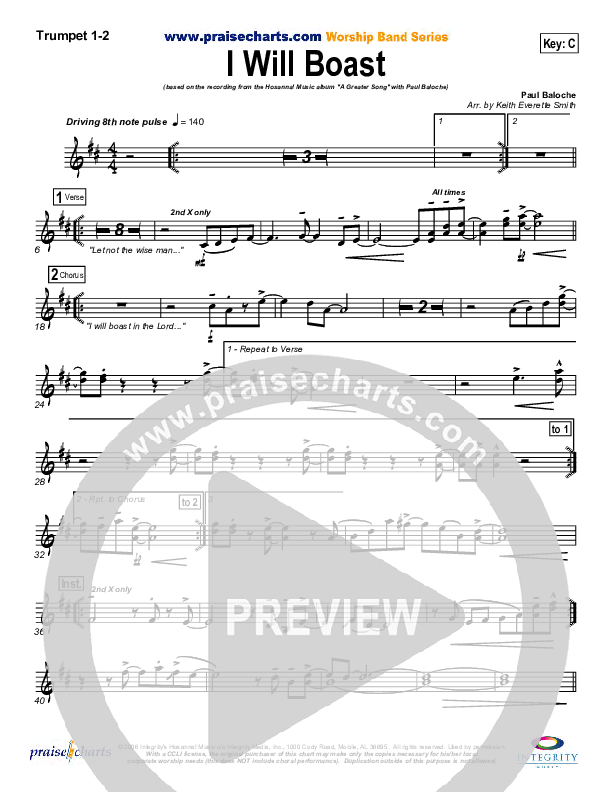 I Will Boast Trumpet 1,2 (Paul Baloche)