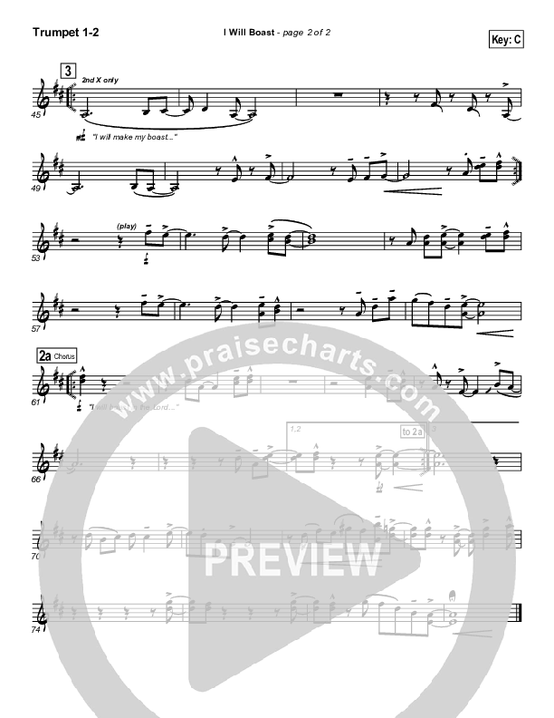 I Will Boast Trumpet 1,2 (Paul Baloche)