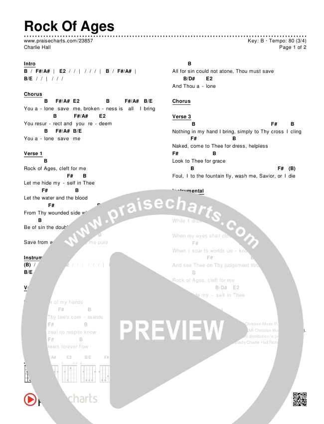 Rock Of Ages Chords & Lyrics (Charlie Hall)
