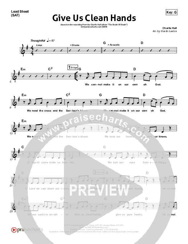 Give Us Clean Hands Lead (SAT) (Charlie Hall)