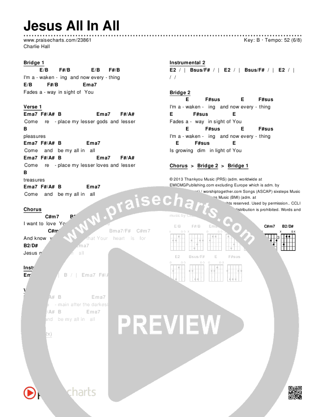Jesus All In All Chords & Lyrics (Charlie Hall)