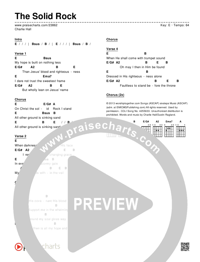 The Solid Rock Chords & Lyrics (Charlie Hall)