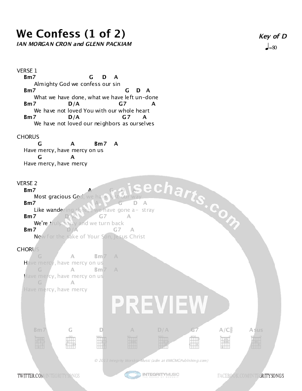We Confess Chord Chart (Glenn Packiam)