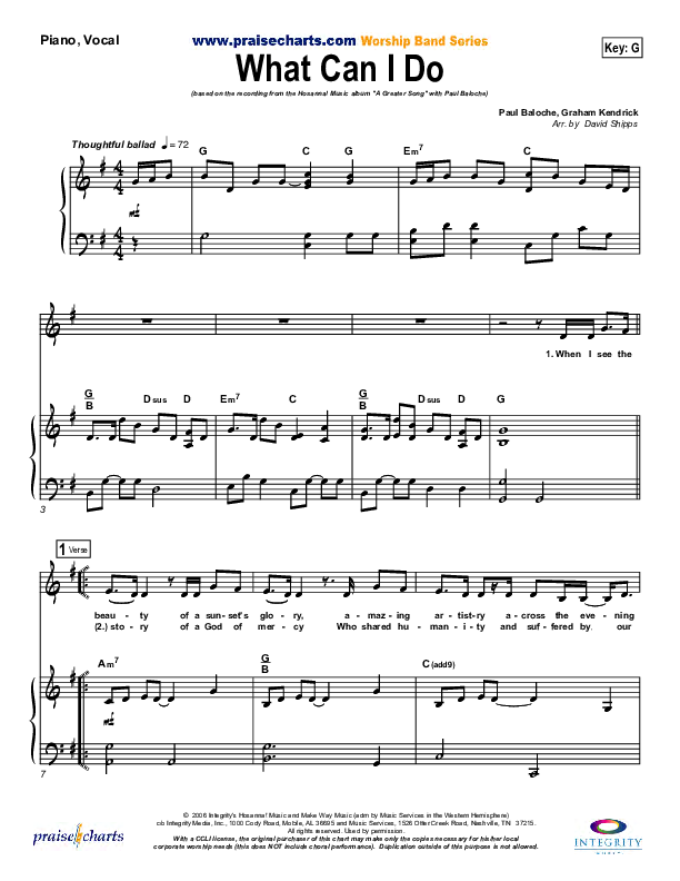 What Can I Do Piano/Vocal (SATB) (Paul Baloche)