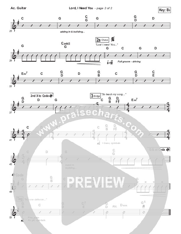 Lord I Need You Acoustic Guitar (Matt Maher)