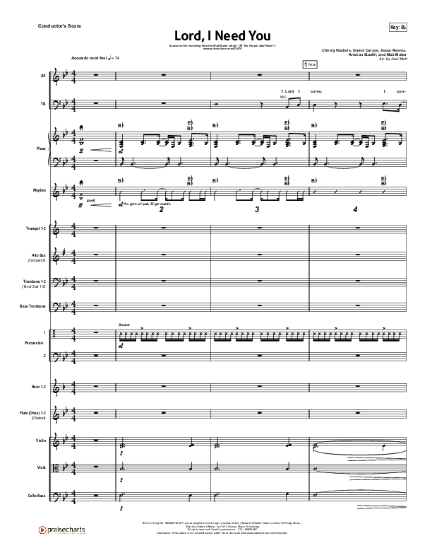 Lord I Need You Conductor's Score (Matt Maher)