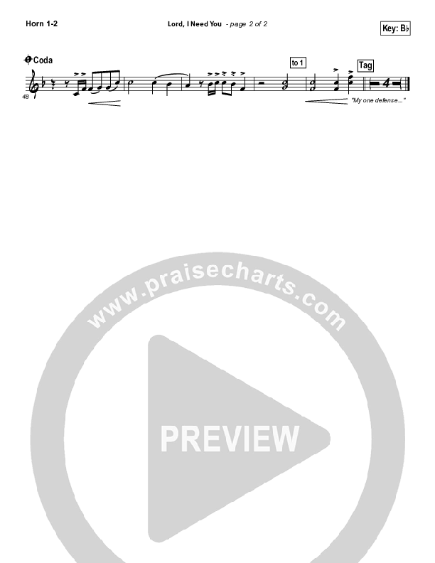 Lord I Need You French Horn 1/2 (Matt Maher)