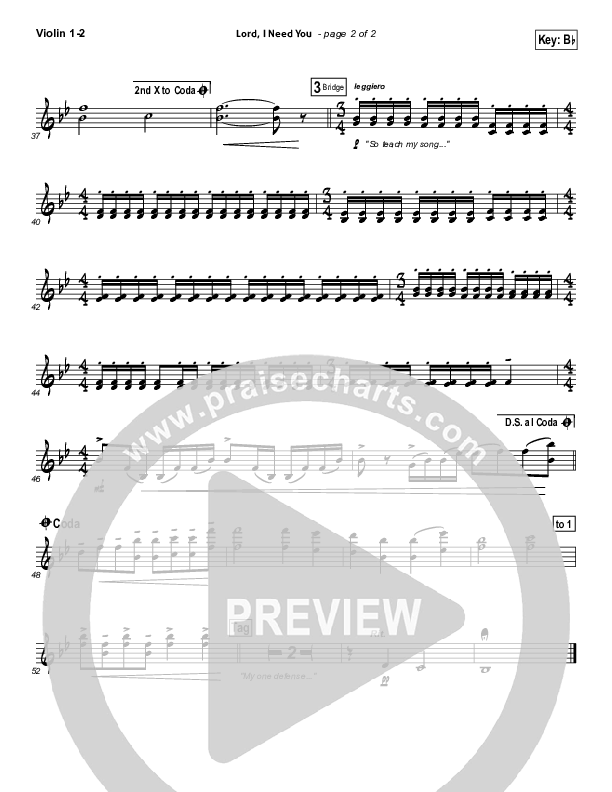 Lord I Need You Violin 1/2 (Matt Maher)