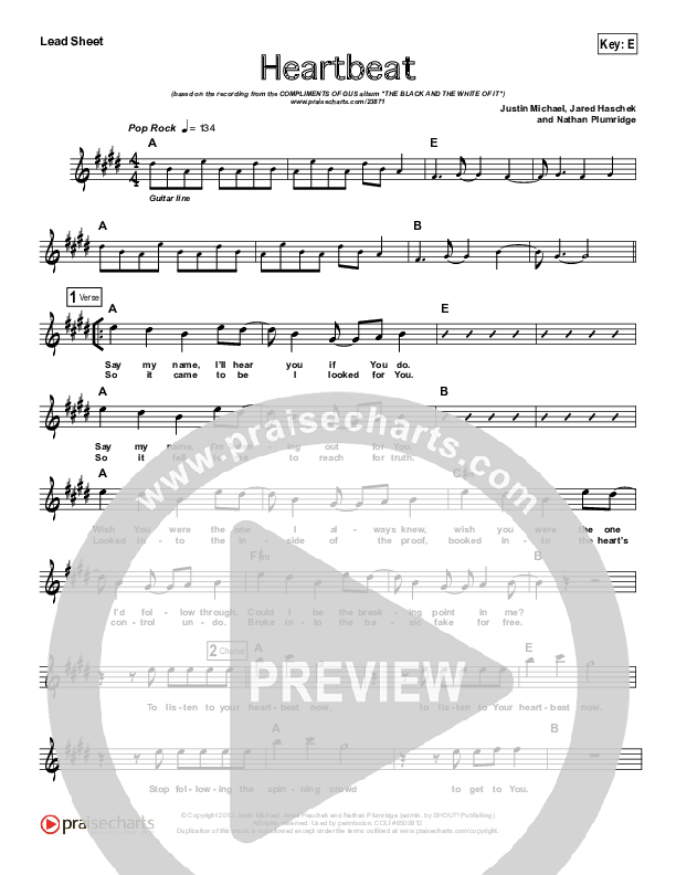 Heartbeat Lead Sheet (Compliments of Gus)