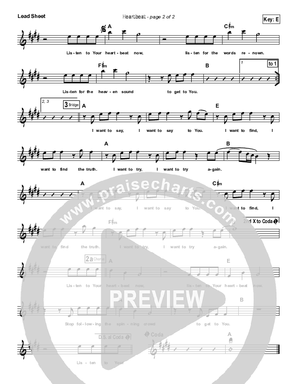 Heartbeat Lead Sheet (Compliments of Gus)